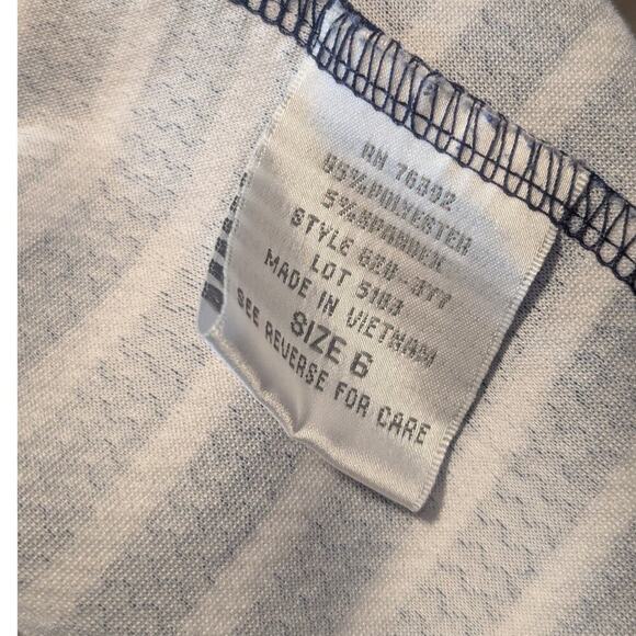 Olivia Matthews Sz 6  White & Navy Striped Bodycon Dress Sleeveless Back Zip - Picture 9 of 9